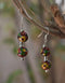 Two Bead Blue Pottery Earrings (Red &Yellow)
